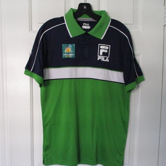 FILA Mens S/S BNP Paribas Open Navy Lime Tennis Polo Shirt NWOT - Size XS - Picture 1 of 3